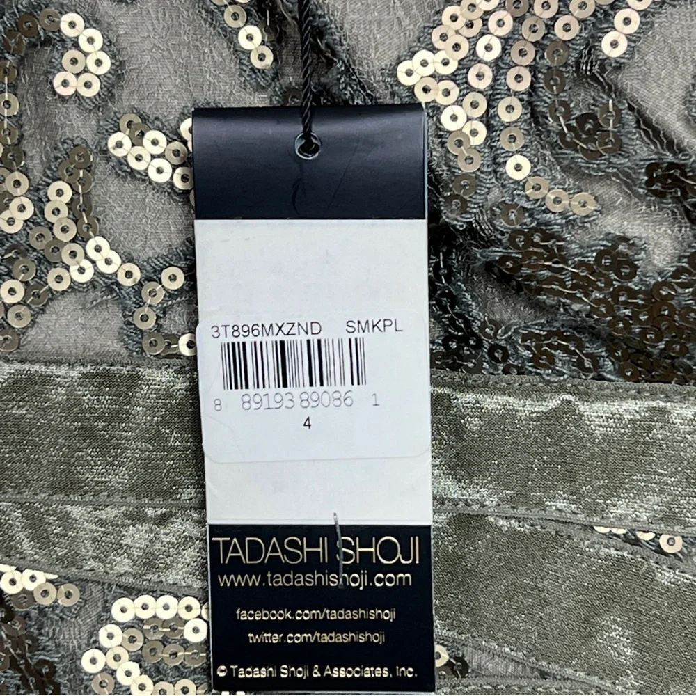 Tadashi Shoji Metallic Embellished Lace Sheath Spring Wedding Guest Dress Size 4